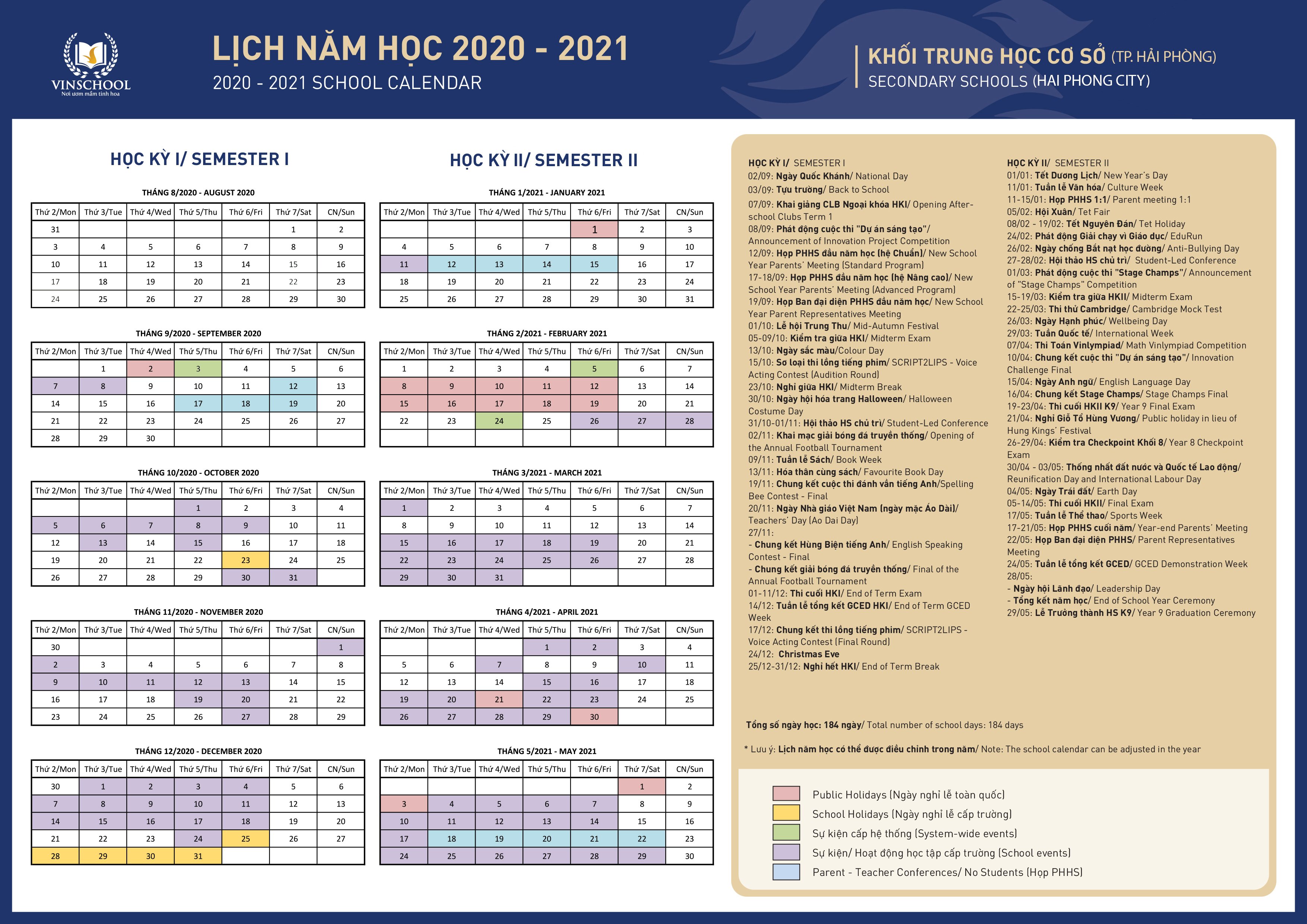 Lịch năm học Vinschool