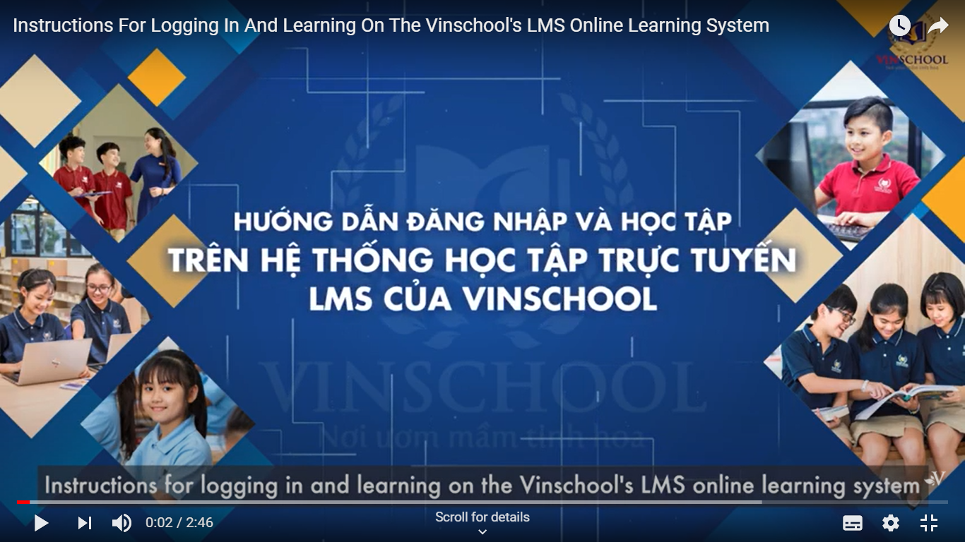 Instructions for logging in and learning on the Vinschool’s lms online learning system