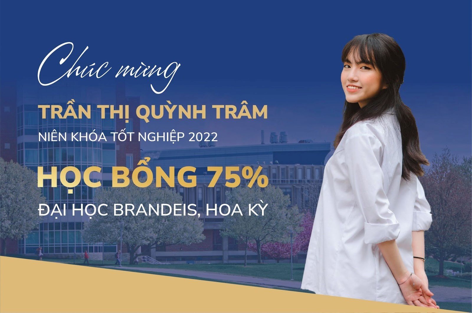 Vinser Trần Thị Quỳnh Trâm – Trúng tuyển Đại học danh giá Mỹ với học bổng 75%, lựa chọn chuyên ngành Kinh tế học và Khoa học máy tính