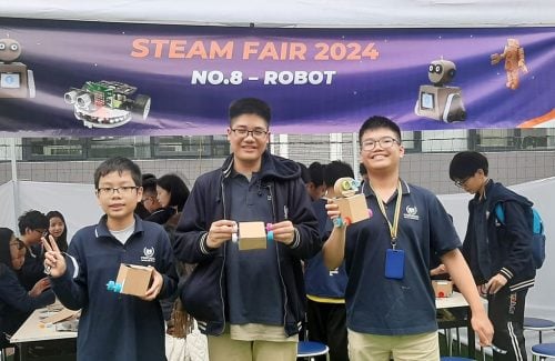 Vinsers at Vinschool Imperia secondary and high school showcase their talent in robot programming and creativity during the Steam Fair 2024